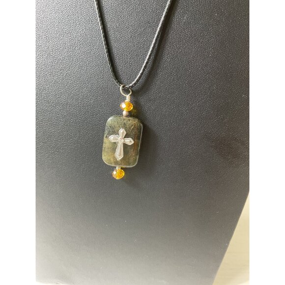 Cross Pendant Necklace With Adjustable Black Cord - Picture 3 of 5